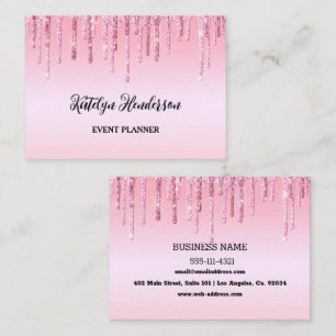 Personalized Pink Dripping Glitter Business Card