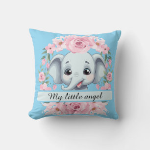 Personalized Pink Elephant Throw Pillow