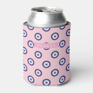 Personalized Pink Evil Eye Pattern Gifts With Name Can Cooler