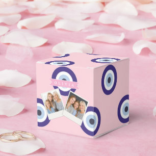 Personalized Pink Evil Eye Pattern Gifts With Name Favour Box