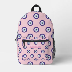 Personalized Pink Evil Eye Pattern Gifts With Name Printed Backpack