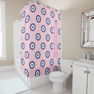 Personalized Pink Evil Eye Pattern Gifts With Name Shower Curtain