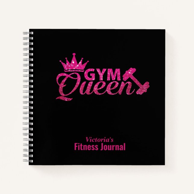 Personalized Pink Faux Glitter Gym Queen Journal (Front)