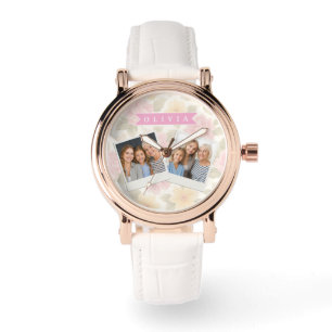 Personalized Pink Floral Soft Pastel Flowers Roses Watch