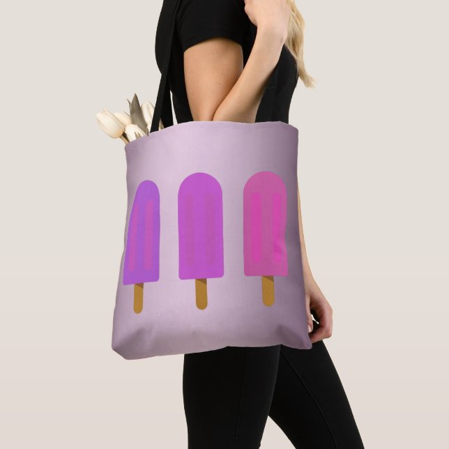 Personalized pink funny popsicles tote bag (Close Up)