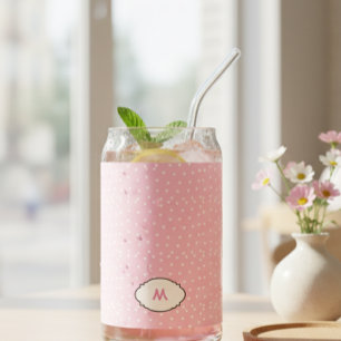 Personalized Pink Glass with White Hearts - Custom
