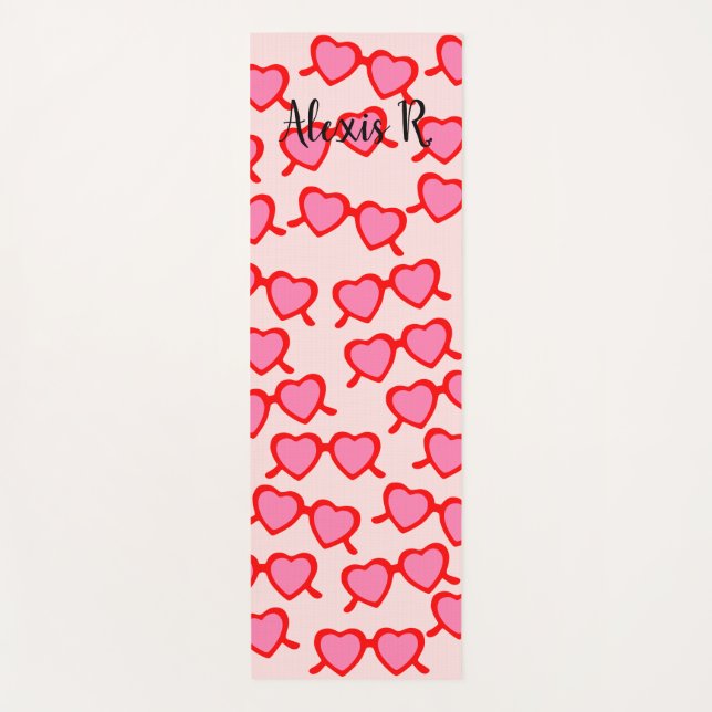Personalized Pink Glasses Yoga Mat (Front)
