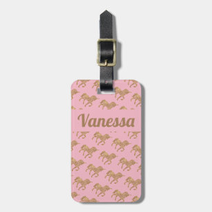 Personalized Pink Gold Unicorn Luggage Tag