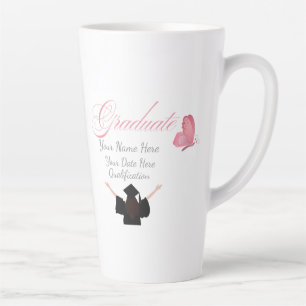 Personalized Pink Graduate Gift, Custom Name Latte Mug