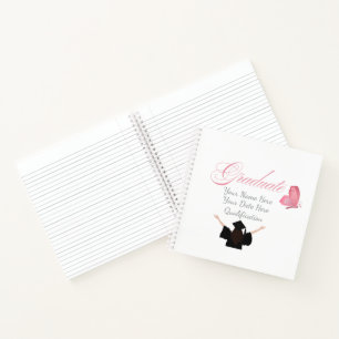 Personalized Pink Graduate Gift, Custom Name  Notebook