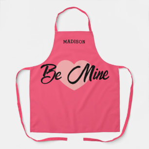 Personalized Pink Heart Valentines Day Womens Apron