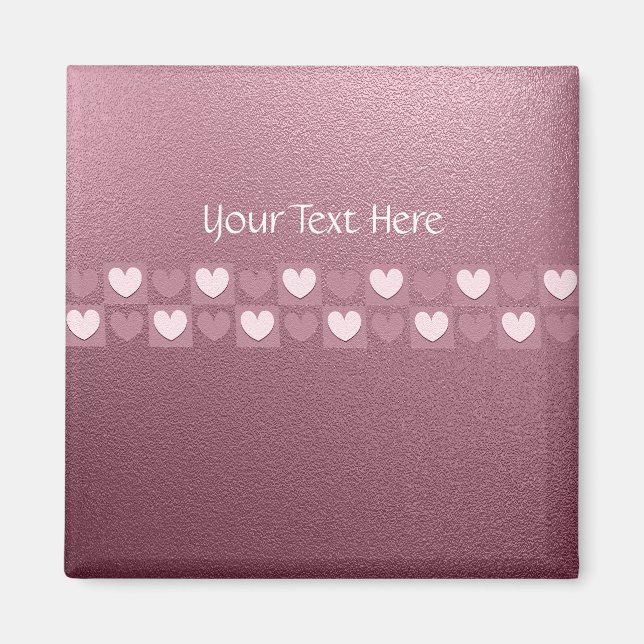 Personalized Pink Hearts Pin Magnet (Front)