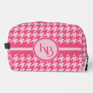 Personalized Pink Houndstooth Monogram Initials  Dopp Kit