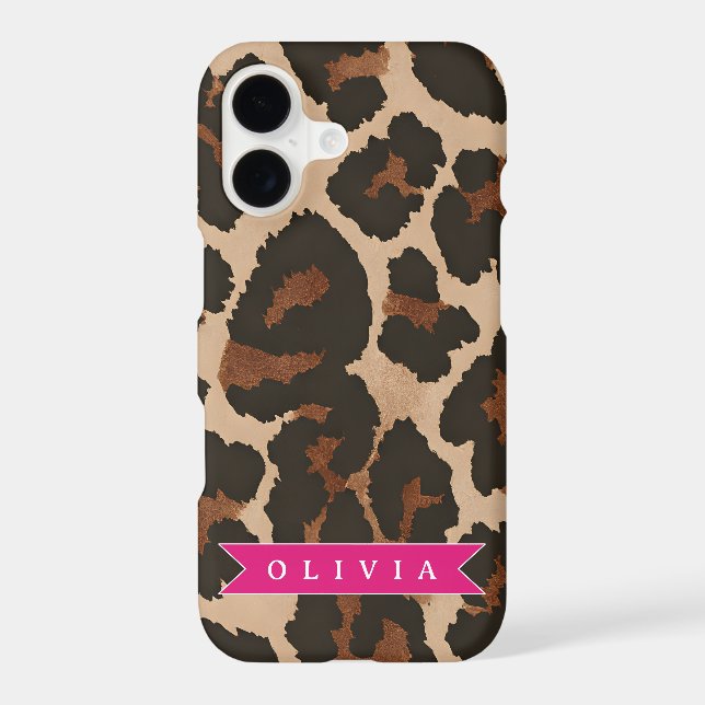 Personalized Pink Leopard Print Chic Animal Print (Back)