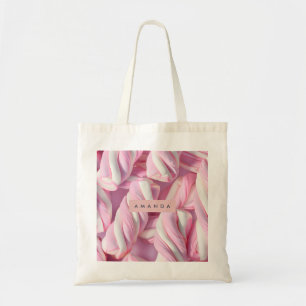 Personalized Pink Marshmallow Twist Tote Bag