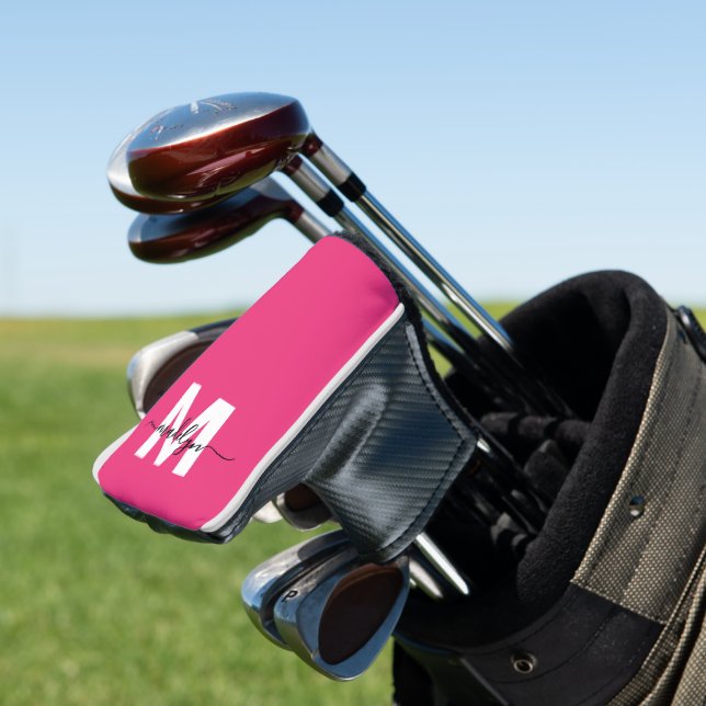 Personalized Pink Monogram Name Golf Head Cover (In Situ)