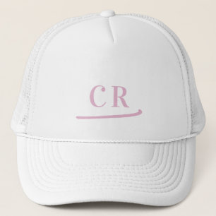 Personalized Pink Monogrammed Initials Minimalist Trucker Hat