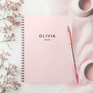 Personalized Pink & Name Monogram   Elegant Custom Notebook