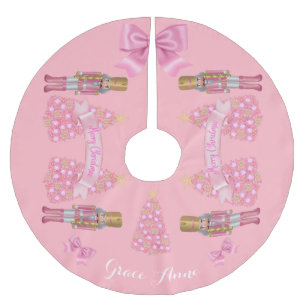 Personalized Pink Nutcracker Christmas tree skirt