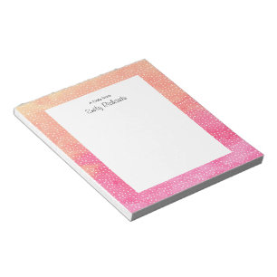 Personalized pink orange Watercolor Notepad