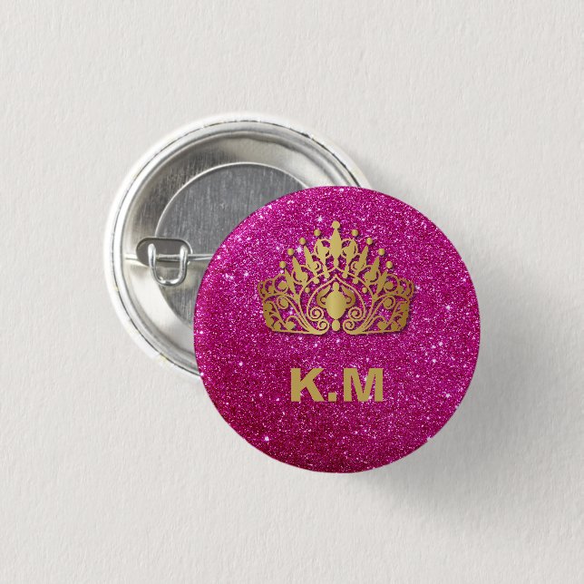 Personalized Pink Princess Nail Manicure 3 Cm Round Badge (Front & Back)