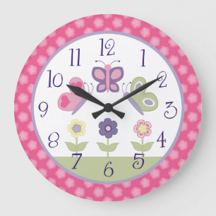 Personalized Pink & Purple Butterfly Nursery Clock