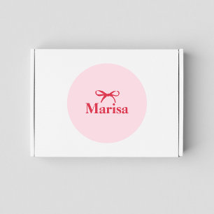 Personalized Pink & Red Bow Name Classic Round Sticker