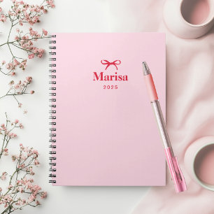 Personalized Pink & Red Bow Name Notebook