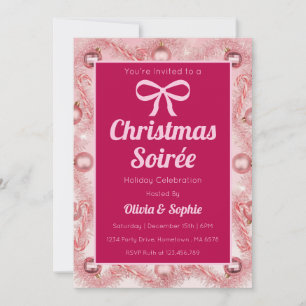 Personalized Pink Retro Christmas Party Invitation