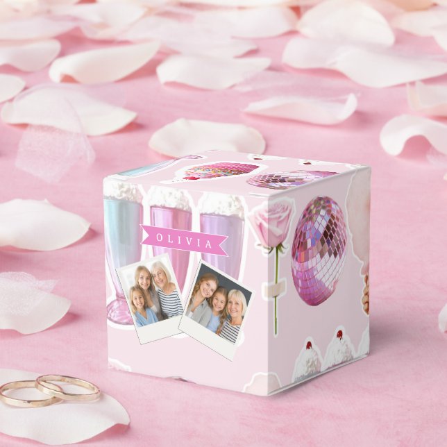Personalized Pink Retro Milkshake Cute Coquette Favour Box (Wedding)