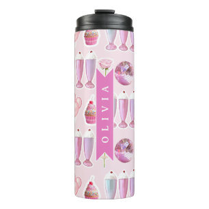 Personalized Pink Retro Milkshake Cute Coquette Thermal Tumbler