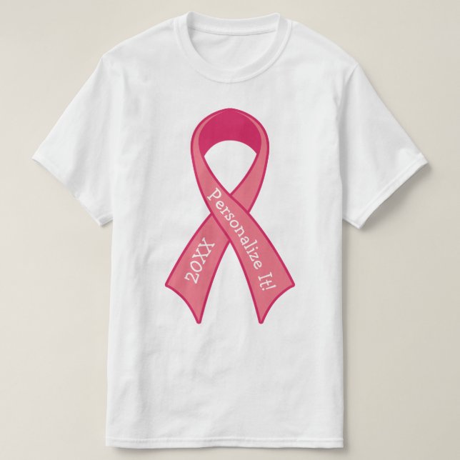 PERSONALIZED Pink Ribbon Graphic T-Shirt (Design Front)