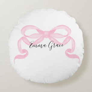 Personalized Pink Ribbon Round Cushion