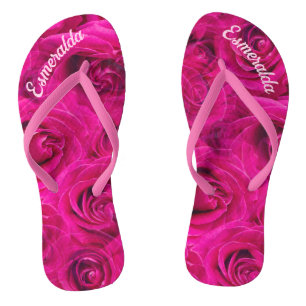 PERSONALIZED PINK ROSES PATTERN JANDALS
