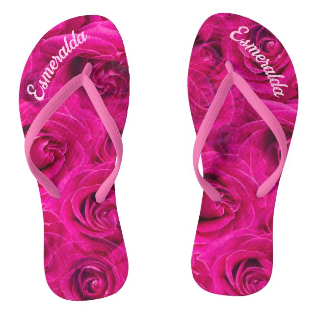 PERSONALIZED PINK ROSES PATTERN JANDALS (Footbed)
