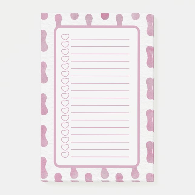 Personalized Pink Shapes Note List. (Front)