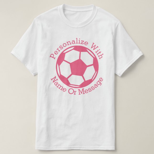 PERSONALIZED Pink Soccer Ball T-Shirt (Design Front)