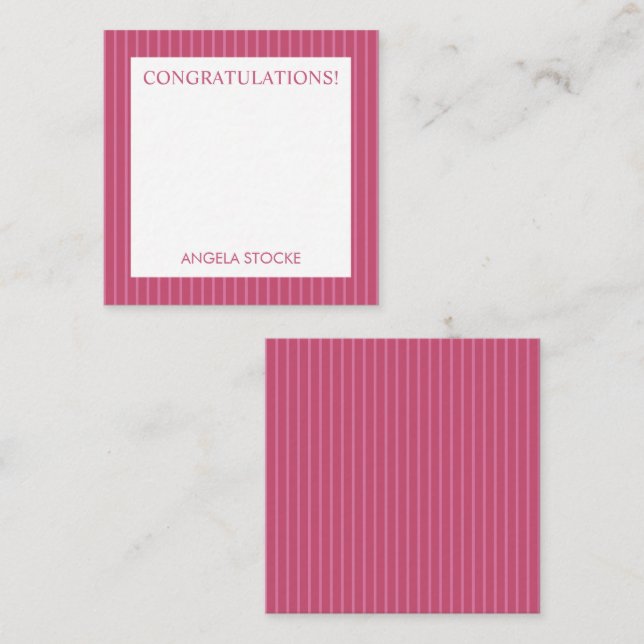 Personalized Pink Stripe Card (Front/Back)