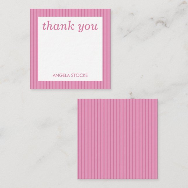 Personalized Pink Stripe Card (Front/Back)