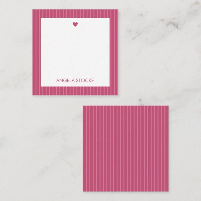 Personalized Pink Stripe Card (Front/Back)