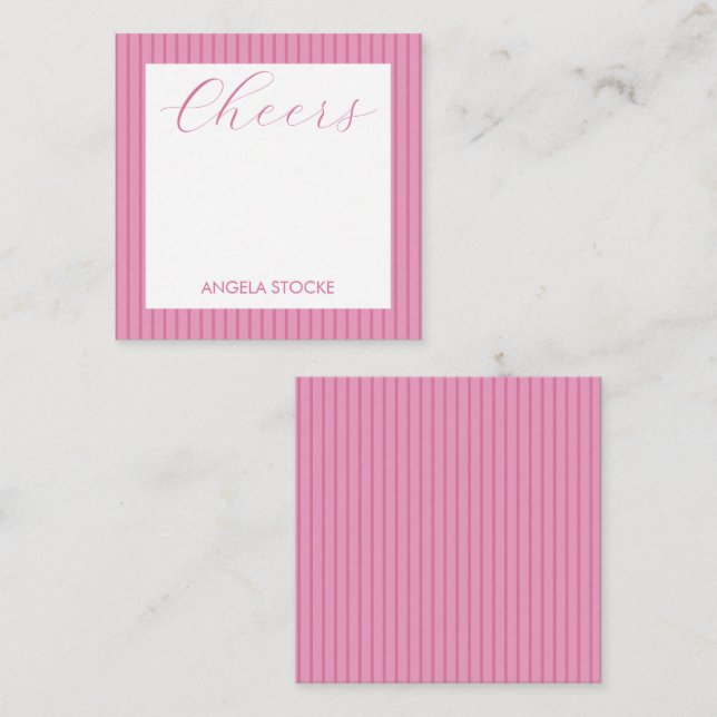 Personalized Pink Stripe Card (Front/Back)