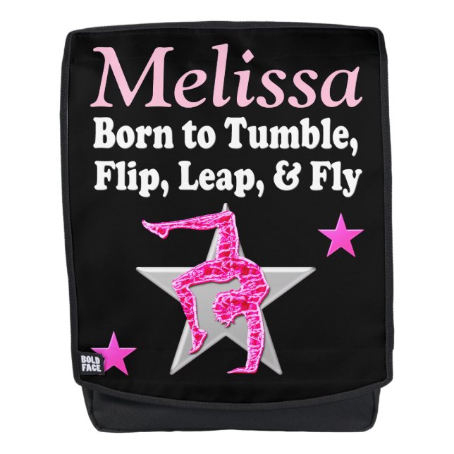 PERSONALIZED PINK TUMBLING GYMNAST BACK PACK (Front)