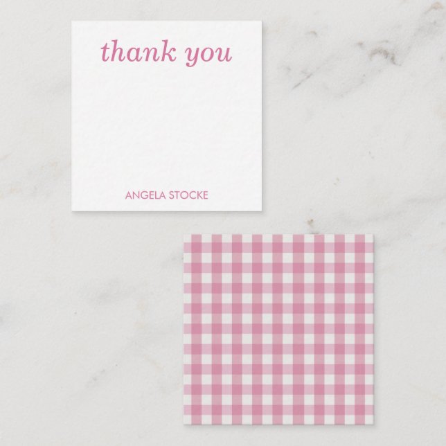 Personalized Pink White Gingham Card (Front/Back)