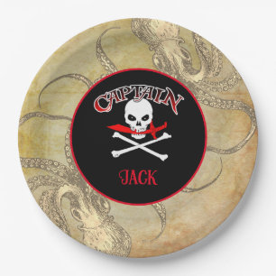 Personalized Pirate Captain  Paper Plate