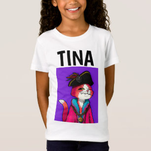 PERSONALIZED PIRATE CAT KIDS GIRLS CUSTOM T-SHIRTS