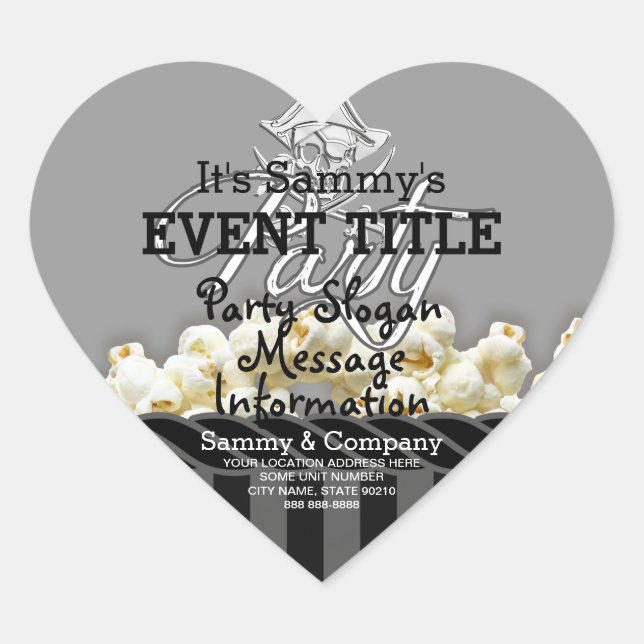 Personalized Pirate Party Heart Sticker (Front)