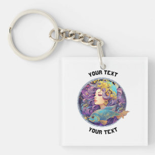 PERSONALIZED PISCES ZODIAC SIGN KEY RING