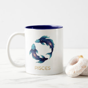 "Personalized Pisces Zodiac sign Name and traits Two-Tone Coffee Mug