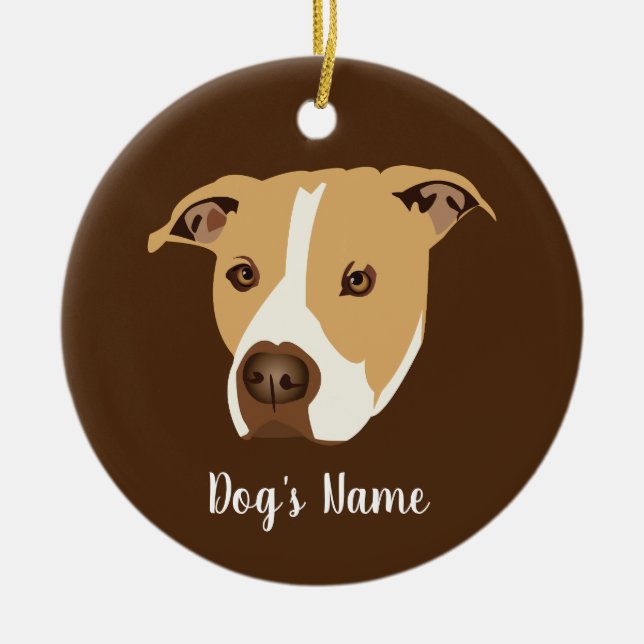 Personalized Pitbull Ceramic Tree Decoration (Front)