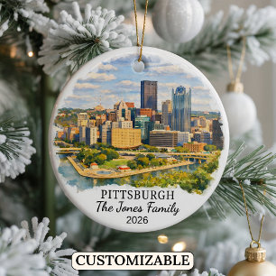 Personalized Pittsburgh, Custom Pennsylvania Ceramic Tree Decoration